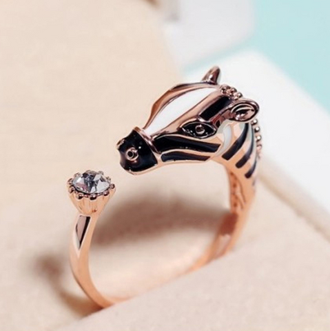 Fashion Zebra Horse Head Adjustable Index Finger Opening Ring